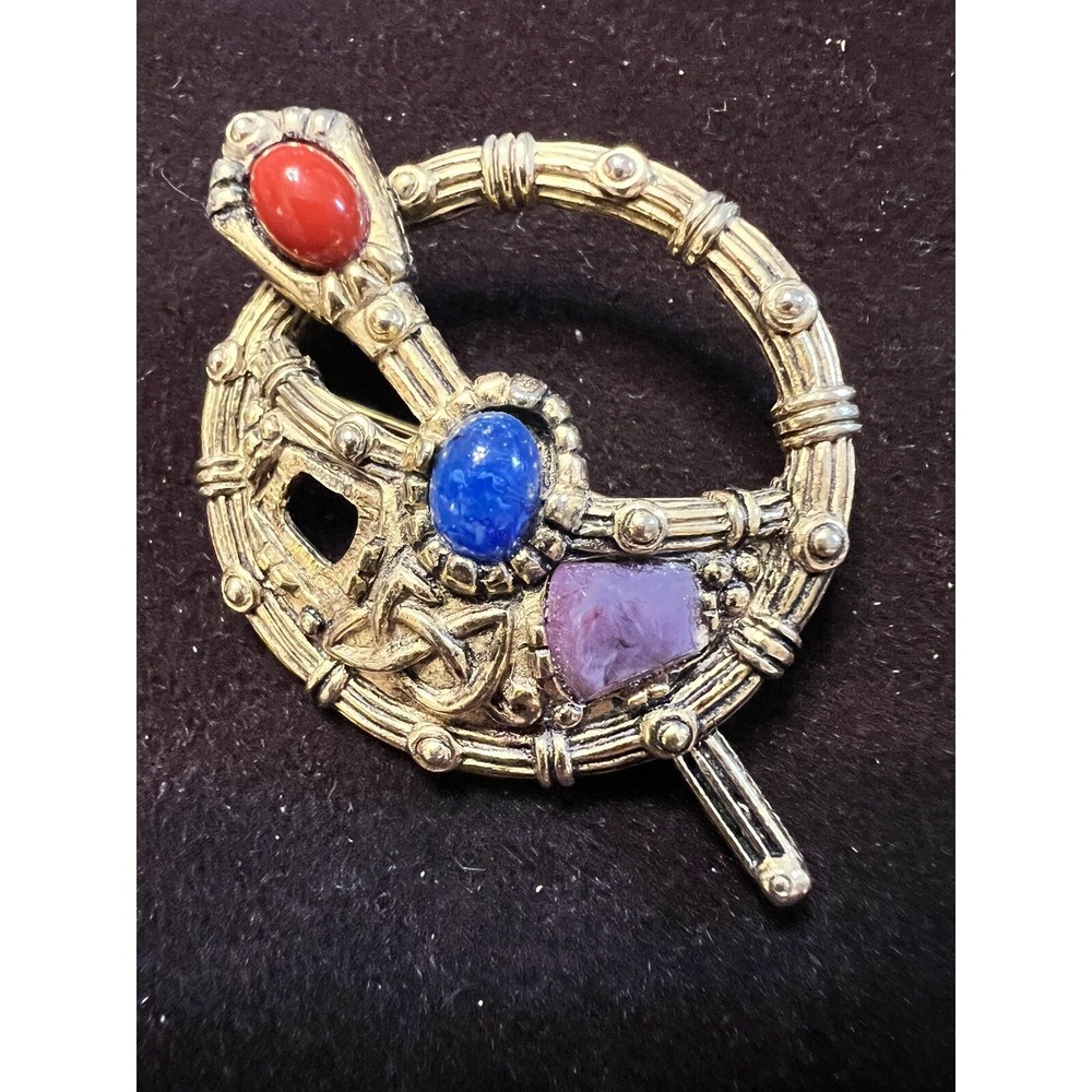 Edwardian Silver Vintage Pin Sol D'or Celtic Brooch Pennacular Style.